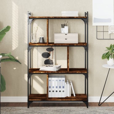 vidaXL Βιβλιοθήκη 4 Επιπέδων Καπνιστή Δρυς 76x32x123cm Επεξ. Ξύλο 1 τεμ.