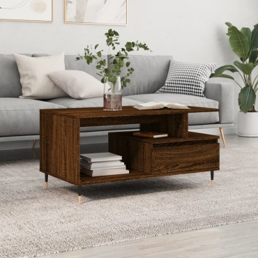 vidaXL Τραπεζάκι Σαλονιού Καφέ Δρυς 90x49x45cm Επεξεργασμ. Ξύλο 1 τεμ.