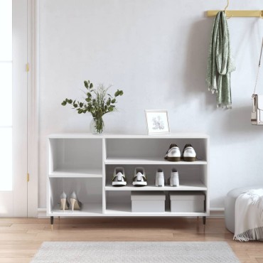 vidaXL Παπουτσοθήκη Γυαλιστερό Λευκό 102x36x60cm Επεξεργασμένο Ξύλο