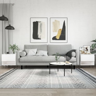 vidaXL Τραπεζάκια Σαλονιού 2 τεμ. Γυαλ. Λευκό 50x46x50cm Επεξ. Ξύλο