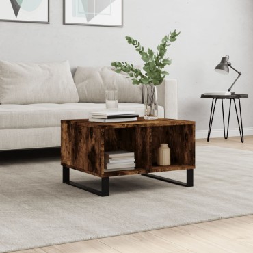 vidaXL Τραπεζάκι Σαλονιού Καπνιστή Δρυς 60x50x36,5cm Επεξεργασμ. Ξύλο 1 τεμ.