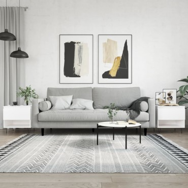 vidaXL Τραπεζάκια Σαλονιού 2 τεμ. Λευκά 50x46x50cm Επεξεργασμένο Ξύλο