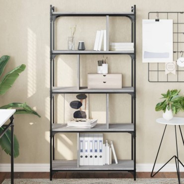 vidaXL Βιβλιοθήκη 5 Επιπέδων Γκρι Sonoma 76x32x158cm Επεξ. Ξύλο 1 τεμ.