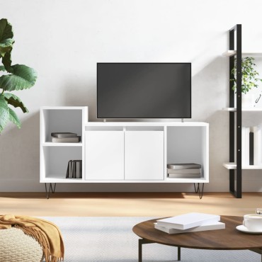 vidaXL Έπιπλο Τηλεόρασης Γυαλ. Λευκό 100x35x55cm Επεξεργασμένο Ξύλο