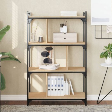 vidaXL Βιβλιοθήκη 4 Επιπέδων Sonoma Δρυς 76x32x123cm Επεξ. Ξύλο 1 τεμ.