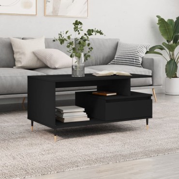 vidaXL Τραπεζάκι Σαλονιού Μαύρο 90x49x45cm Επεξεργασμένο Ξύλο 1 τεμ.