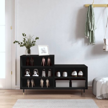 vidaXL Παπουτσοθήκη Μαύρο 102x36x60cm από Επεξεργασμένο Ξύλο