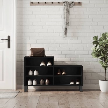 vidaXL Παπουτσοθήκη Μαύρο 102x36x60cm από Επεξεργασμένο Ξύλο