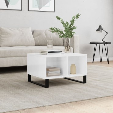 vidaXL Τραπεζάκι Σαλονιού Γυαλ. Λευκό 60x50x36,5cm Επεξεργ. Ξύλο 1 τεμ.