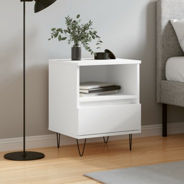 vidaXL Κομοδίνο Λευκό 40x35x50cm από Επεξεργασμένο Ξύλο 1 τεμ.