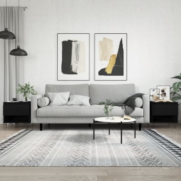 vidaXL Τραπεζάκια Σαλονιού 2 τεμ. Μαύρα 50x46x50cm Επεξεργασμένο Ξύλο