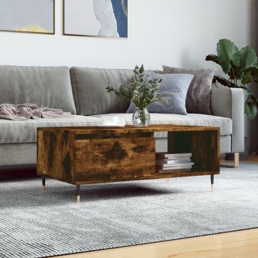 vidaXL Τραπεζάκι Σαλονιού Καπνιστή Δρυς 90x50x36,5cm Επεξεργ. Ξύλο 1 τεμ.