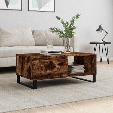 vidaXL Τραπεζάκι Σαλονιού Καπνιστή Δρυς 90x50x36,5cm Επεξεργ. Ξύλο 1 τεμ.