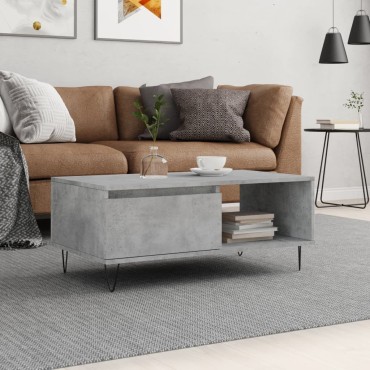 vidaXL Τραπεζάκι Σαλονιού Γκρι Σκυροδ. 90x50x36,5cm Επεξεργ. Ξύλο 1 τεμ.