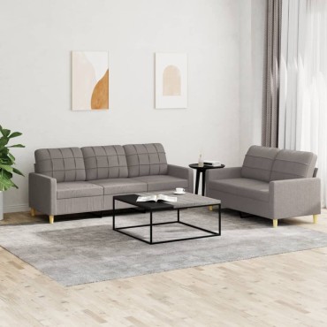 vidaXL Πολυθρόνες Σετ 2 τεμ. Taupe από Ύφασμα με Μαξιλάρια 138x77x80cm  Διθέσιος Τριθέσιος