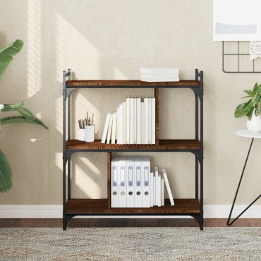 vidaXL Βιβλιοθήκη 3 Επιπέδων Καφέ Δρυς 76x32x88cm Επεξ. Ξύλο 1 τεμ.