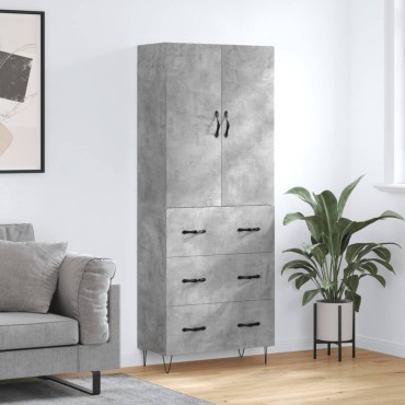 vidaXL Ντουλάπι Γκρι Σκυροδέματος 69,5x34x180cm Επεξεργασμένο Ξύλο 1 τεμ.