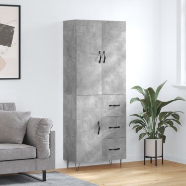 vidaXL Ντουλάπι Γκρι Σκυροδέματος 69,5x34x180cm Επεξεργασμένο Ξύλο 1 τεμ.