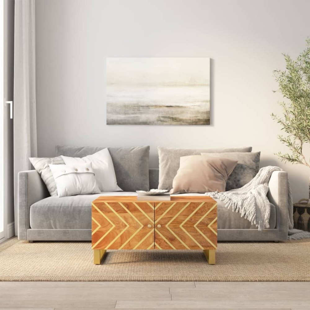 vidaXL Τραπεζάκι Σαλονιού Καφέ/Μαύρο 80x50x40cm από Μασίφ Ξύλο Μάνγκο 1 τεμ.