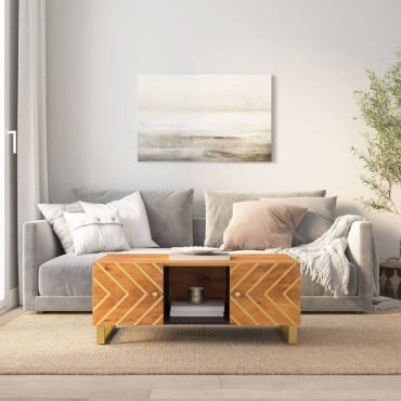 vidaXL Τραπεζάκι Σαλονιού Καφέ / Μαύρο 100x54x40cm Μασίφ Ξύλο Μάνγκο 1 τεμ.