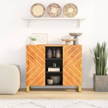 vidaXL Βοηθητικό Έπιπλο Καφέ/Μαύρο 90x33,5x75cm Μασίφ Ξύλο Μάνγκο 1 τεμ.
