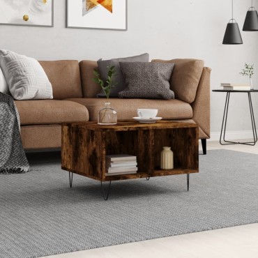vidaXL Τραπεζάκι Σαλονιού Καπνιστή Δρυς 60x50x36,5cm Επεξεργασμ. Ξύλο 1 τεμ.