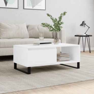 vidaXL Τραπεζάκι Σαλονιού Λευκό 90x50x36,5cm Επεξεργασμένο Ξύλο 1 τεμ.