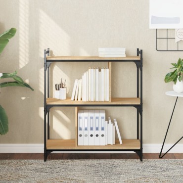vidaXL Βιβλιοθήκη 3 Επιπέδων Sonoma Δρυς 76x32x88cm Επεξ. Ξύλο 1 τεμ.