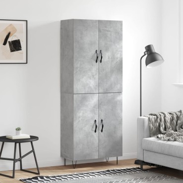 vidaXL Ντουλάπι Γκρι Σκυροδέματος 69,5x34x180cm Επεξεργασμένο Ξύλο 1 τεμ.