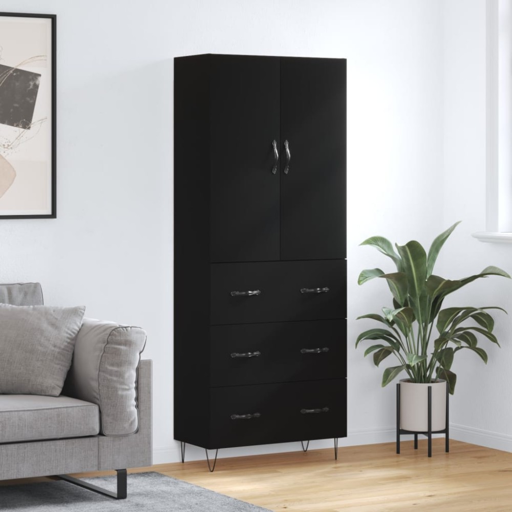 vidaXL Ντουλάπι Μαύρο 69,5x34x180cm από Επεξεργασμένο Ξύλο 1 τεμ.