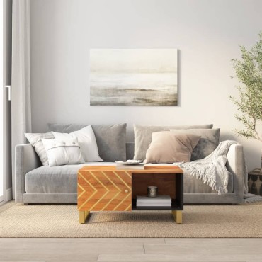 vidaXL Τραπεζάκι Σαλονιού Καφέ/Μαύρο 80x50x40cm από Μασίφ Ξύλο Μάνγκο 1 τεμ.