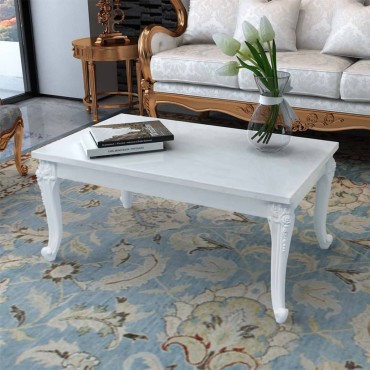 vidaXL Τραπεζάκι Σαλονιού Γυαλ. Λευκό 100x50x42cm Επεξεργ. Ξύλο 1 τεμ.