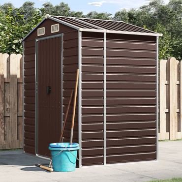 vidaXL Αποθήκη Κήπου Καφέ 191x130x198 εκ. Γαλβανισμένο Ατσάλι