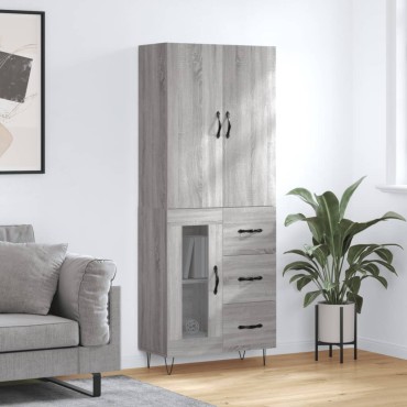 vidaXL Ντουλάπι Γκρι Sonoma 69,5x34x180cm Επεξεργασμένο Ξύλο 1 τεμ.
