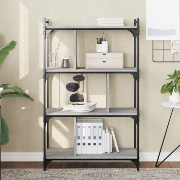 vidaXL Βιβλιοθήκη 4 Επιπέδων Γκρι Sonoma 76x32x123cm Επεξ. Ξύλο 1 τεμ.