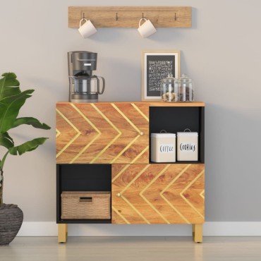 vidaXL Βοηθητικό Έπιπλο Καφέ/Μαύρο 80x33,5x75cm Μασίφ Ξύλο Μάνγκο 1 τεμ.