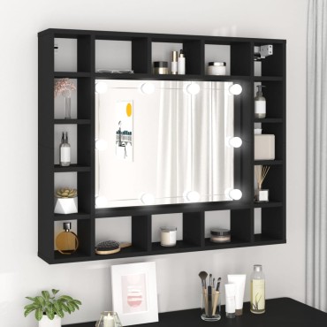 vidaXL Έπιπλο Καθρέπτη LED Μαύρο 91x15x76,5cm 1 τεμ.