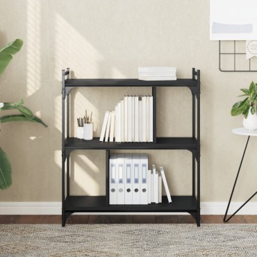 vidaXL Βιβλιοθήκη 3 Επιπέδων Μαύρη 76x32x88cm από Επεξεργ. Ξύλο 1 τεμ.
