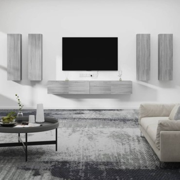 vidaXL Σετ Επίπλων Τηλεόρασης 6 τεμ. Γκρι Sonoma Επεξεργασμένο Ξύλο