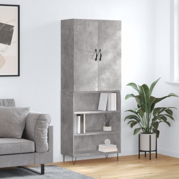 vidaXL Ντουλάπι Γκρι Σκυροδέματος 69,5x34x180cm Επεξεργασμένο Ξύλο 1 τεμ.