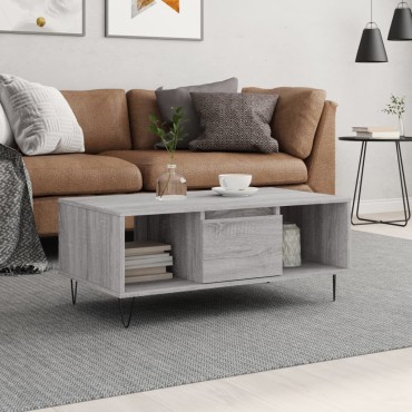 vidaXL Τραπεζάκι Σαλονιού Γκρι Sonoma 90x50x36,5cm Επεξεργασμένο Ξύλο 1 τεμ.