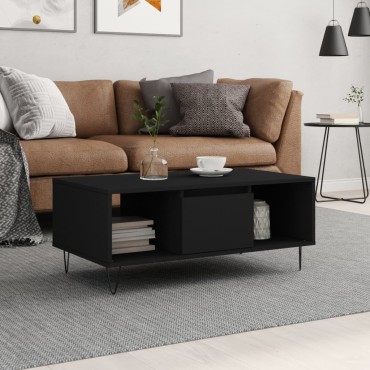 vidaXL Τραπεζάκι Σαλονιού Μαύρο 90x50x36,5cm Επεξεργασμ. Ξύλο 1 τεμ.