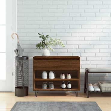 vidaXL Παπουτσοθήκη Καφέ Δρυς 70x36x60cm από Επεξεργασμένο Ξύλο