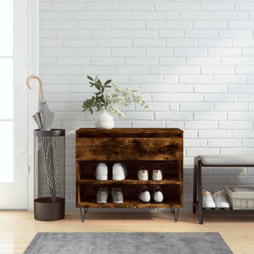 vidaXL Παπουτσοθήκη Καπνιστή Δρυς 70x36x60cm από Επεξεργασμένο Ξύλο