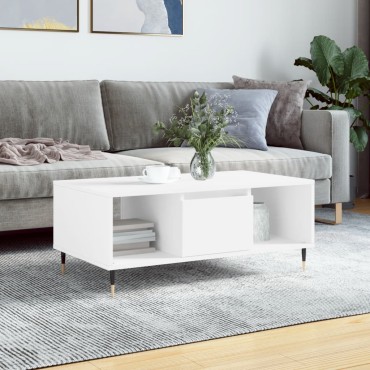 vidaXL Τραπεζάκι Σαλονιού Λευκό 90x50x36,5cm Επεξεργασμένο Ξύλο 1 τεμ.