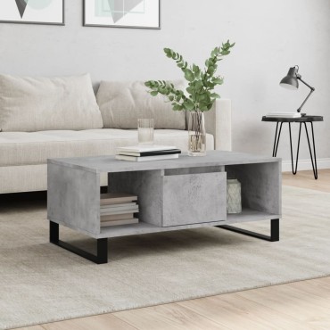 vidaXL Τραπεζάκι Σαλονιού Γκρι Σκυροδ. 90x50x36,5cm Επεξεργ. Ξύλο 1 τεμ.