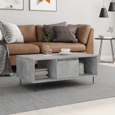 vidaXL Τραπεζάκι Σαλονιού Γκρι Σκυροδ. 90x50x36,5cm Επεξεργ. Ξύλο 1 τεμ.