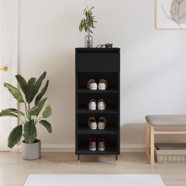 vidaXL Παπουτσοθήκη Μαύρη 40x36x105cm από Επεξεργασμένο Ξύλο