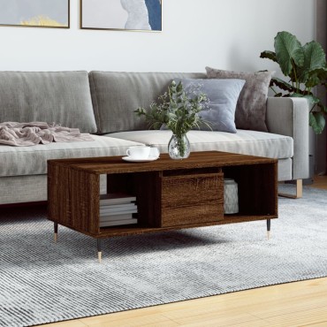 vidaXL Τραπεζάκι Σαλονιού Καφέ Δρυς 90x50x36,5cm Επεξεργασμ. Ξύλο 1 τεμ.