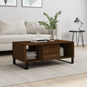 vidaXL Τραπεζάκι Σαλονιού Καφέ Δρυς 90x50x36,5cm Επεξεργασμ. Ξύλο 1 τεμ.
